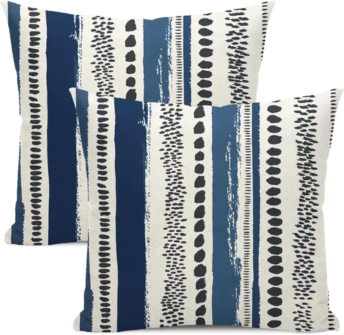 Vista 36 de Fundas de cojín en blanco y negro 16x16 Juego de 2 Fundas de cojín geométricas abstractas de arte moderno de línea Modernas estilo minimalista