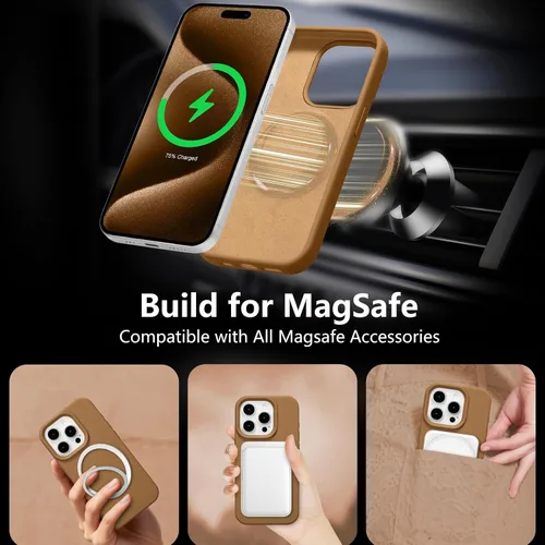 Vista 613 de Funda magnética de silicona para iPhone 13 Pro, color blanco antiguo [Compatible con Magsafe] [Forro de microfibra suave antiarañazos], funda