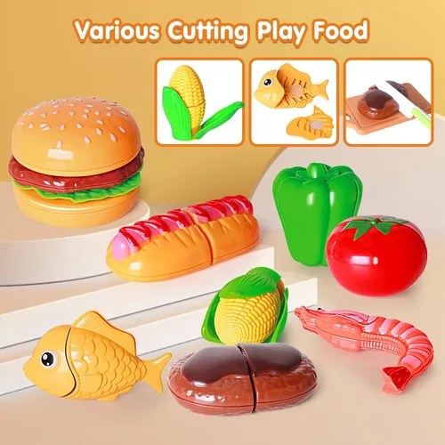 Vista 4 de Juego de parrilla de barbacoa de 79 piezas para niños, juego de cocina con aerosol realista, luz y sonido, juguete interactivo para niños y niñas