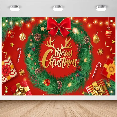 Vista 9 de Avezano Cartel de Feliz Navidad, telón de fondo rojo de Navidad para decoraciones de fiesta, invierno, Año Nuevo, Nochebuena, reuniones familiares