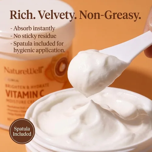 Vista 3 de NATURE WELL Crema hidratante iluminadora con vitamina C – Loción hidratante facial y corporal con aceite de coco, ayuda a mejorar el tono desigual