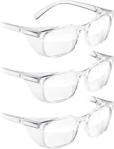 Vista 12 de Stoggles Lentes de seguridad con certificación Rectangular Z87.1, luz azul, lente de bloqueo UV, escudo superior y lateral, antivaho y elegantes