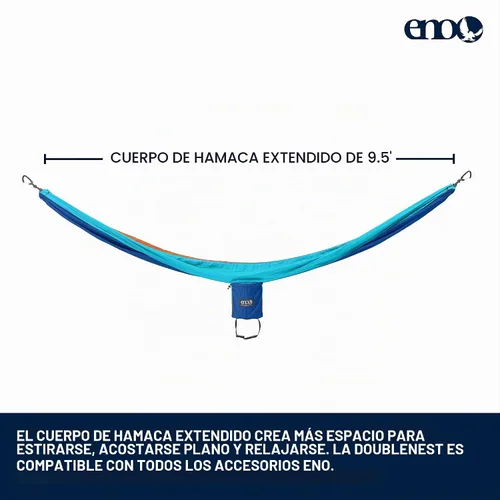 Vista 2 de ENO Eagles Nest Outfitters - Hamaca DoubleNest, portátil para dos Aqua Zafiro Ámbar