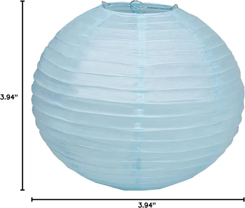 Vista 8 de Paquete de 3 linternas redondas de papel para decoración de boda y fiesta de cumpleaños (azul bebé, 4 pulgadas/3.9 in)