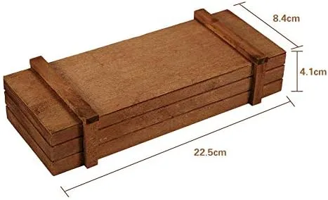Vista 2 de Maceta de madera rústica, interior/exterior, marrón, 8.9 x 3.3 x 1.6 pulgadas, perfecta para suculentas, hierbas, frutas o decoración