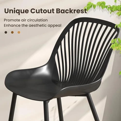 Vista 7 de Giantex Juego de 4 sillas de comedor negras, sillas de cocina modernas con patas de metal, respaldo recortado, asiento curvo, sillas decorativas sin