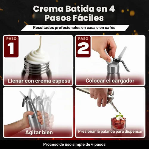 Vista 6 de Chef Master Dispensador de crema batida de acero inoxidable de grado profesional de 2 pintas