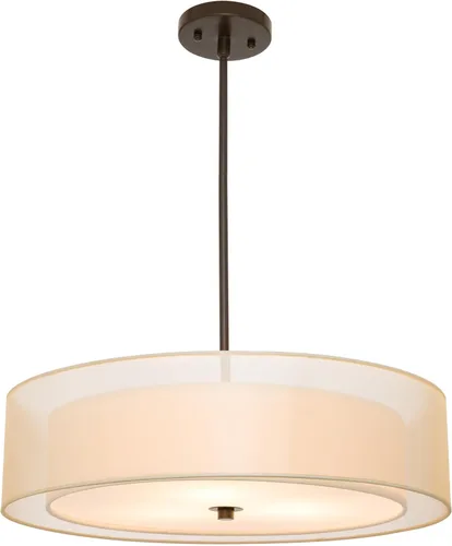 Vista 11 de VONLUCE Candelabros modernos, candelabros de tambor de 18 pulgadas con pantalla de tela de 2 capas, lámpara colgante de 4 luces con base E26