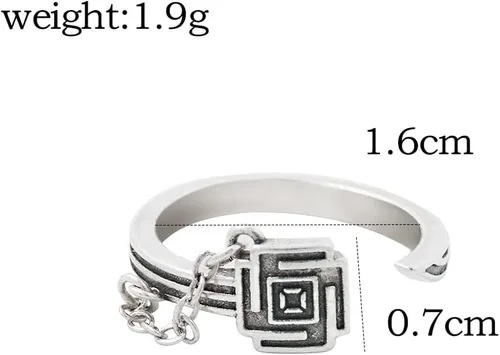 Vista 5 de Ealipoi Kurosaki Ichigo Anillo Anime Zangetsu Cosplay Anillos Aleación Accesorios Ajustables para Mujeres Hombres Regalo 3 Piezas, Metal, Venturina