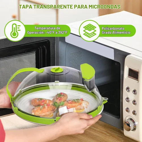 Vista 2 de Cubierta para microondas para alimentos, cubierta de salpicaduras de microondas de 10 pulgadas, cubierta transparente para alimentos