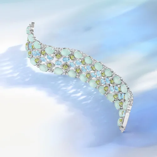 Vista 3 de Ross-Simons 84.80 qt. T. W. Pulsera de piedras preciosas múltiples en plata de ley