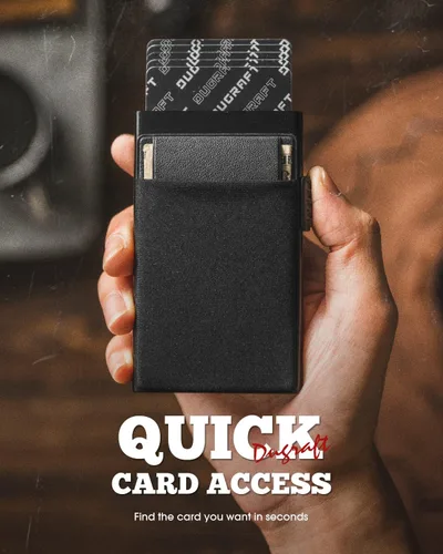 Vista 21 de DUGRAFT Tarjetero para tarjetas de crédito con bolsillo para dinero, minimalista, delgado, de aluminio, de metal, para hombres, con bloqueo RFID