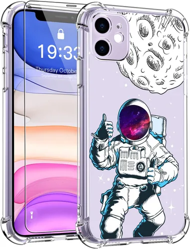 Vista 13 de LUXVEER Funda para iPhone 11 Pro con protector de pantalla, elegante diseño floral en TPU suave transparente, ajuste delgado, funda protectora