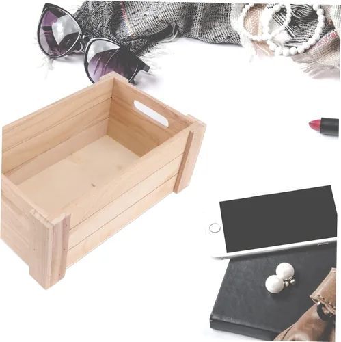 Vista 5 de Diseño de madera mediana de la vendimia de la cesta del almacenamiento de la caja de la tabla