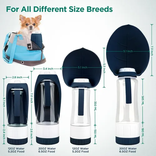 Vista 7 de Uppetly Botella de agua para perros, botella de agua para mascotas con contenedor de alimentos y alimentador para beber, a prueba de fugas, sin BPA