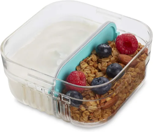 Vista 9 de PackIt Mod Snack Bento Recipiente de almacenamiento de alimentos, verde menta (paquete de 2)