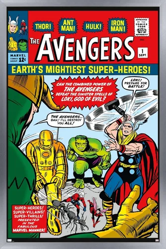 Vista 11 de Trends International Marvel Comics Avengers #1 - Póster de pared, 22.4 pulgadas de largo x 14.7 pulgadas, versión enmarcada en madera de granero