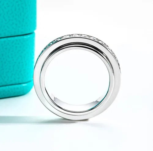 Vista 6 de AnuClub Anillos giratorios de moissanita chapados en 14 quilates, 0.079 in, color D, VVS1, bandas para ansiedad de moissanita para mujeres y hombres