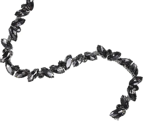 Vista 20 de uxcell Borde de cadena de diamantes de imitación de 1 yarda, aplique de cadena de cristal brillante de 0.394 pulgadas para costura, joyería