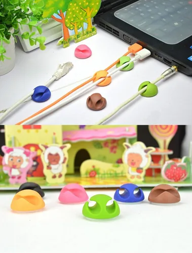 Vista 6 de yueton 24pcs Colorido Doble Agujero Escritorio Cable Cable Cable Gestión Cable Organizador Cable Holder