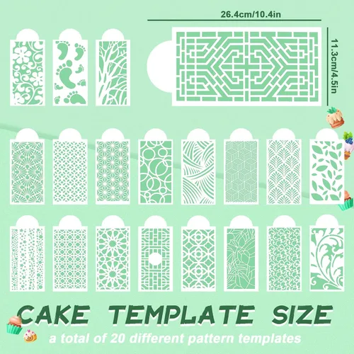 Vista 7 de 20 plantillas de decoración de pasteles, plantillas de decoración de pasteles de encaje hueco, plantillas florales para pasteles de boda, plantillas