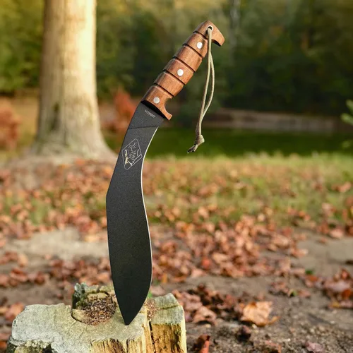Vista 3 de ESEE Cuchillos EXPAT Jaraca Kukri Machete - Funda Cordura - Mango de Madera de Nogal