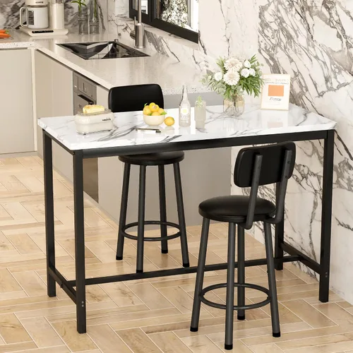 Vista 10 de Juego de mesa de bar y sillas para 2, mesa de bar industrial de madera Marrón rústico