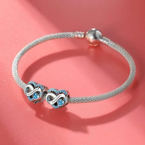 Vista 2 de Abalorios de plata de ley 925 con forma de corazón de amor, dijes de feliz cumpleaños para pulsera, collar, día de San Valentín, día de la madre
