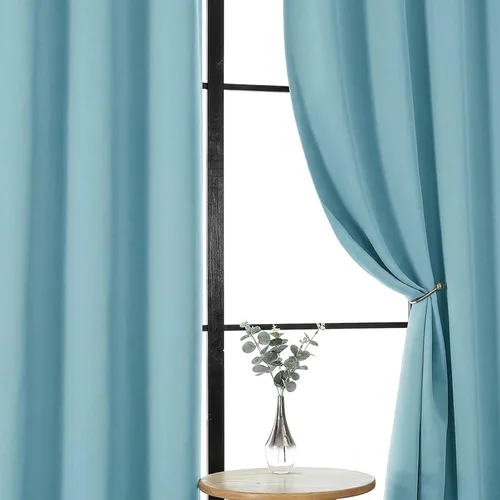 Vista 8 de Gwine Aqua Short Curtains 36 Inches Long - Small Half Window Kitchen Curtains Over Sink, Solid Blackout Curtain for Bathroom Basement Cabinet RV, 2