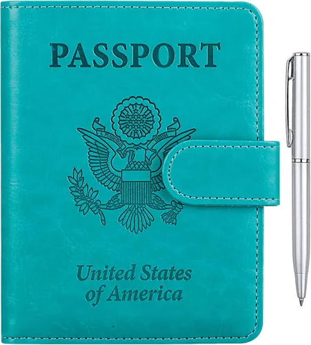Vista 17 de TIGARI Portapasaporte para Viaje Mujeres Hombres, Funda de Pasaporte de Cuero PU, Estuche Protector Impermeable, Organizador de Documentos A-Negro