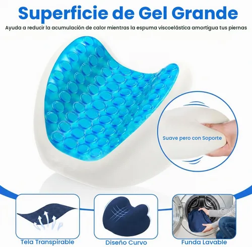 Vista 4 de Almohada de rodilla para personas que duermen de lado, almohada de espuma viscoelástica de gel refrescante para dormir de lado, en forma de corazón