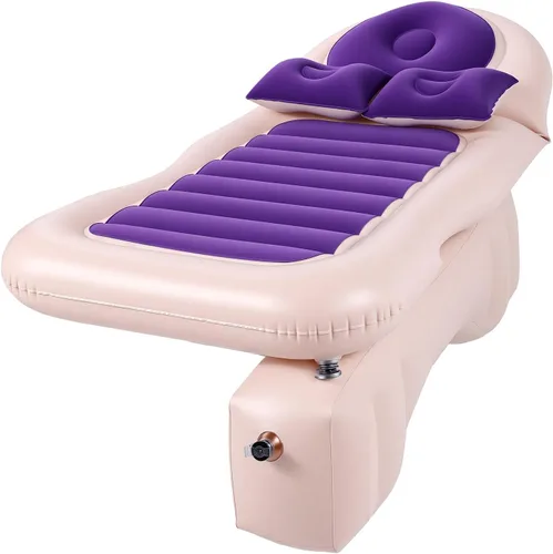 Vista 4 de SIXRUN Inflatable Car Back Seat Air Mattress with 2 Pillows for SUV Truck Purple