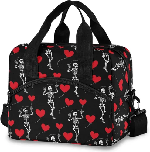 Vista 14 de MNSRUU Bolsa de almuerzo aislada murciélagos y flores vintage mujeres hombres tela tote enfriadora para cena bolsa reutilizable a prueba de fugas