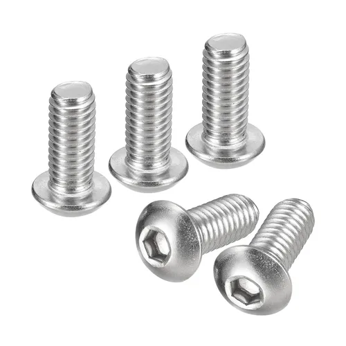 Vista 12 de uxcell Tornillos de cabeza de botón de 1/4-20x1, 25 piezas de tornillos hexagonales de acero inoxidable 304, tornillos de rosca completa
