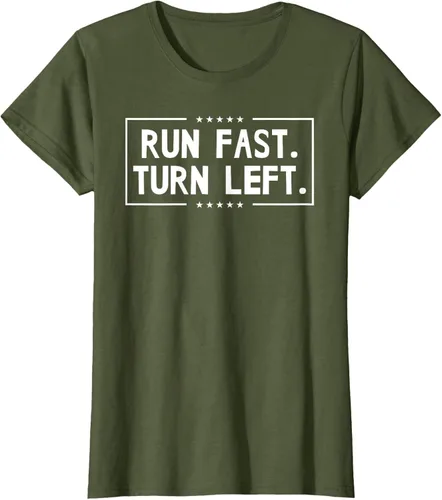 Vista 93 de Run Fast Turn Left - Camiseta para correr de pista y campo
