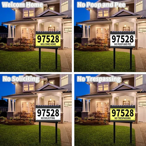 Vista 5 de Acrylic - Números solares de dirección para casa, letrero de dirección con estacas dobles, doble color impermeable, placa de dirección moderna