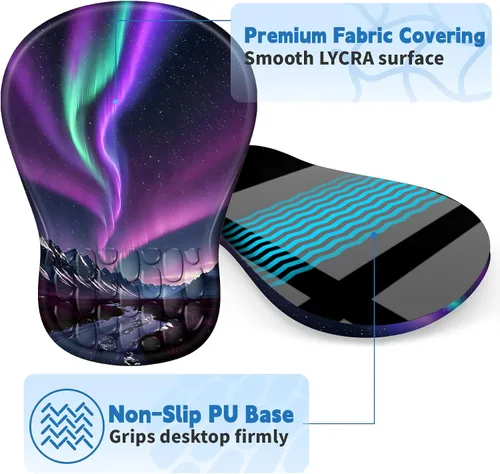 Vista 5 de YIWEI Alfombrilla de mouse ergonómica con soporte para muñeca, alfombrilla de mouse de espuma viscoelástica de gel para teclado de computadora
