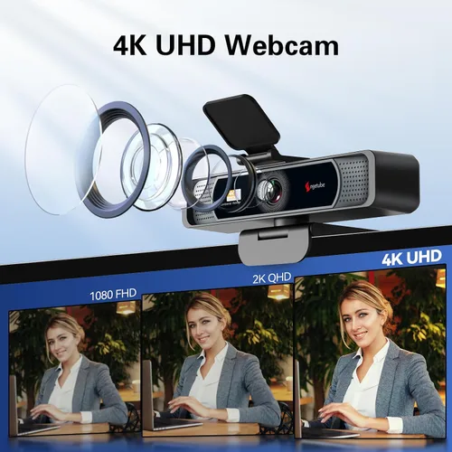 Vista 2 de Angetube Cámara web de gran angular 4K para PC, cámara web de Cámara web PDAF 4K con gran angular