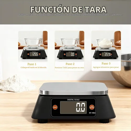 Vista 6 de KF-H8U - Báscula de cocina digital de gramos y onzas, báscula de alimentos para panaderos, fabricación de velas y jabón, báscula para hornear