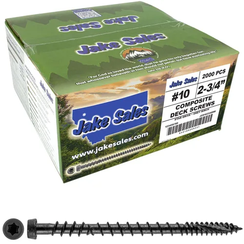 Vista 23 de Tornillo de madera compuesto gris castillo de 2-3/4 pulgadas, cabeza de accionamiento Torx/Star Drive Head - Recubierto Exterior - Compatible