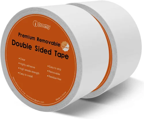 Vista 10 de i frmmy Cinta adhesiva transparente extraíble de doble cara, sin residuos, 0.7 pulgadas x 13 yardas (3 rollos)