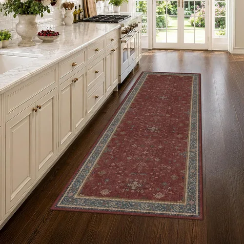 Vista 88 de Hazo Haus – Alfombra pequeña para entrada, cocina o baño, antideslizante con base de goma, resistente a las manchas y a la decoloración, diseño