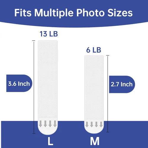 Vista 2 de Tiras para colgar cuadros resistentes, colgadores de fotos para colgar sin daños, kit para colgar cuadros, ganchos para colgar sin clavos, 21 pares