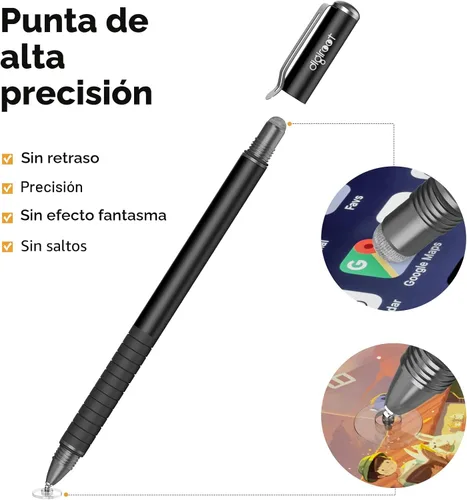 Vista 5 de DIGIROOT Lápiz capacitivo universal, lápiz digital 2 en 1 para pantalla Negro