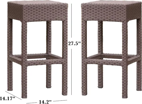 Vista 7 de Christopher Knight Home Milton Taburetes de bar de mimbre para exteriores, sin espalda, juego de 2 piezas, marrón oscuro
