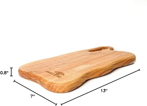 Vista 2 de Rainforest Bowls Tabla de cortar de madera de teca javanesa de forma irregular de 13 x 7 pulgadas con mango, ultraduradera, resistente, dura años
