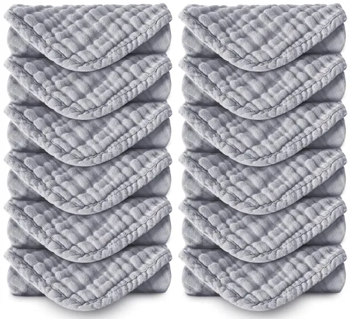 Vista 30 de Paquete de 8 paños grandes para eructos para bebé, 20 x 10 pulgadas, paños para eructos ultra absorbentes, paños de mano, toalla para recién nacido