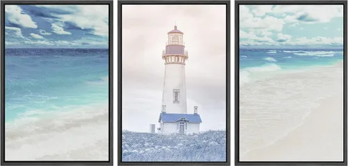 Vista 18 de SIGNWIN Lienzo enmarcado para pared, vista aérea de palmeras tropicales en un cielo azul, fotografía del océano costero, arte moderno, panorámico