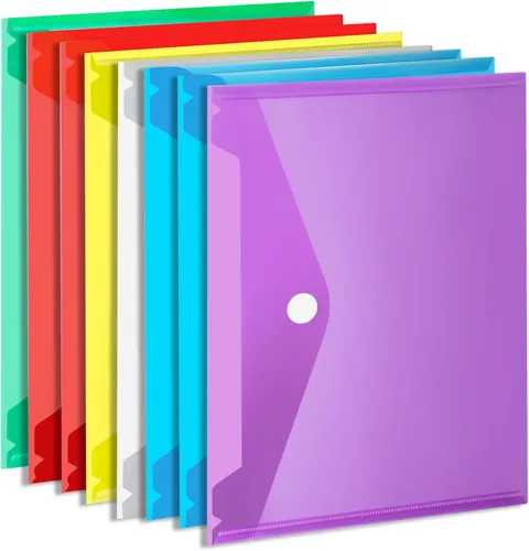 Vista 8 de LEOBRO Carpetas de archivos de plástico para documentos, 6 sobres de plástico, carpetas de archivos transparentes reutilizables, bolsas de archivos