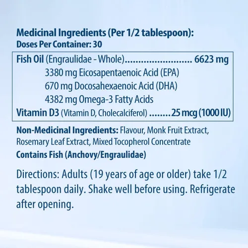 Vista 7 de AquaOmega Líquido omega-3 de alta EPA con DHA y vitamina D, suplementos de aceite de pescado Omega 3 capturado en la naturaleza, 4380 mg de aceite